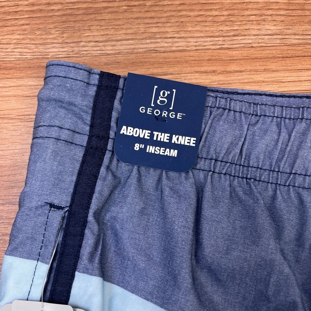 George‎ Mens' Swim Trunks Board Shorts Size 3XL (48-50) Lined Blue NEW
